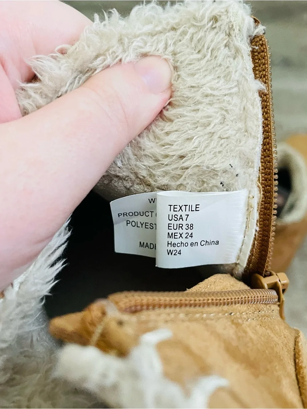 Tan Faux Suede Ankle Boots with Faux Fur Lining and Side Zipper – Women’s US 7